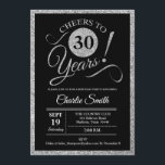 30th Birthday Party - Silver Black ANY AGE Invitation<br><div class="desc">30th Birthday Party Invitation in faux glitter silver and black. Cheers to 30 years!
Please message us if you need further customisation.</div>