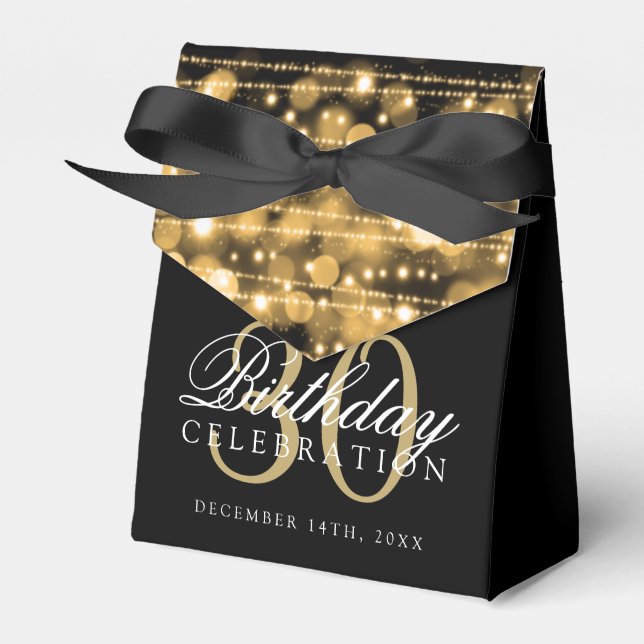 30th Birthday Party Sparkles Gold Favour Box (Front Side)