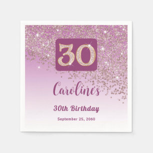 30th Birthday Party Sparkling Rose Gold Glitter Napkin