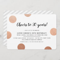 30TH BIRTHDAY PARTY stylish rose gold polka dots
