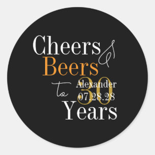 30th Birthday Personalised Cheers and Beers Party Classic Round Sticker