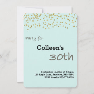 30th Birthday Personalised Gold Glitter Invitation