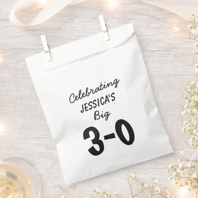 30th Birthday Personalised Party Supplies Favour Bag (Clipped)