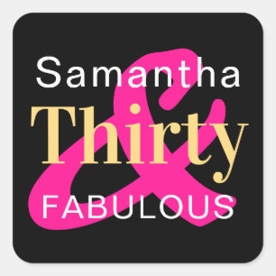 30th Birthday Personalised Thirty Fabulous Square Sticker