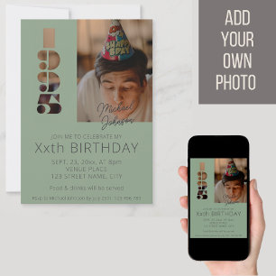30th birthday photo born in 1995 green invitation