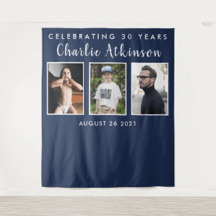 30th birthday photo collage backdrop banner tapestry
