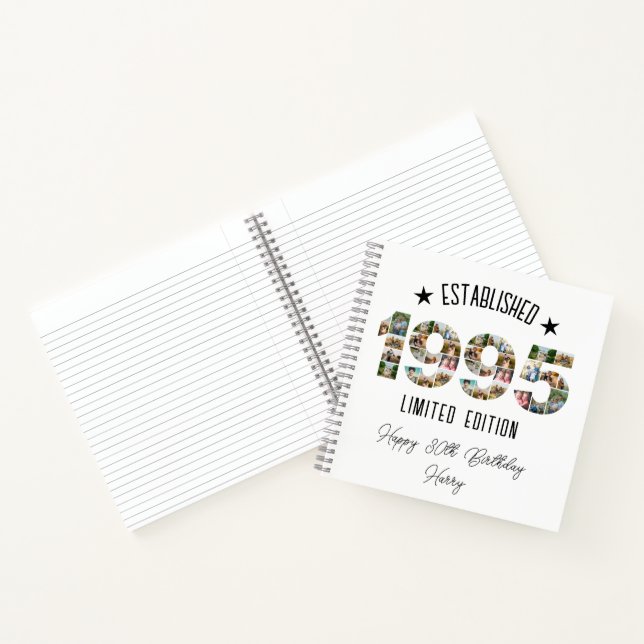 30th birthday Photo Collage established 1995 Notebook (Inside)