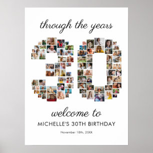 30th Birthday Photo Collage Welcome Poster