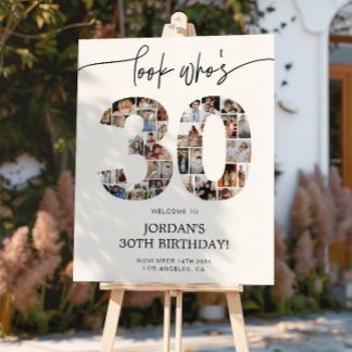 30th Birthday Photo Collage Welcome Sign