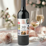 30th birthday photo collage wine label<br><div class="desc">A bottle label for a 30th birthday party for a guy,  celebrating his life with a collage of 8 of your own photos.  Templates for a name,  age 30 and a date.  Date of birth or the date of the party.  Black coloured letters.  White background.</div>