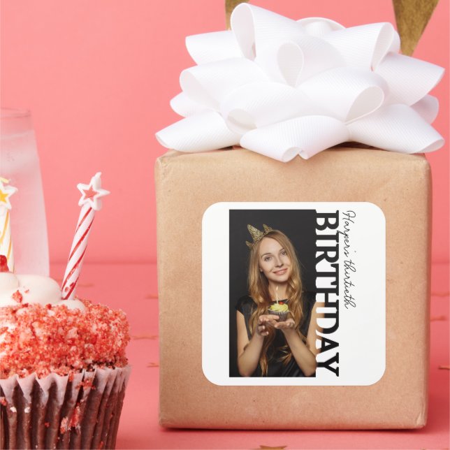 30th Birthday Photo college Party favor Square Sticker (Party)