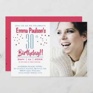 30th Birthday - Photo Party Invitation - Stars