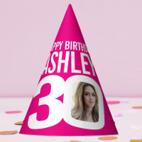 30th birthday photo personalised white hot pink