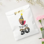 30th Birthday Photo Simple Funny Favour Bag<br><div class="desc">Simple Modern 30th Birthday Photo Black Gold design. You can change photo easy,  and if you go on Click to customise further you can move Birthday Hat as it works for you. Matching products can be found in 30th Birthday Collection.</div>