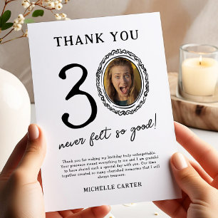 30th Birthday Photo Thank You Card