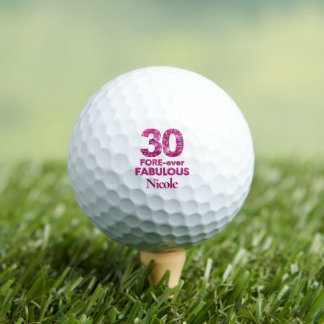 30th Birthday Pink 30 Gift for Sister Fabulous Golf Balls