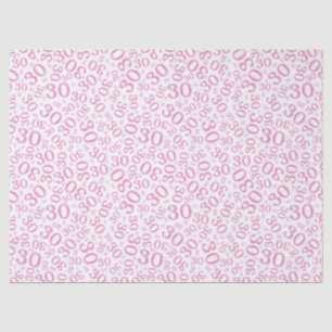 30th Birthday Pink Collage Number Pattern Tissue Paper