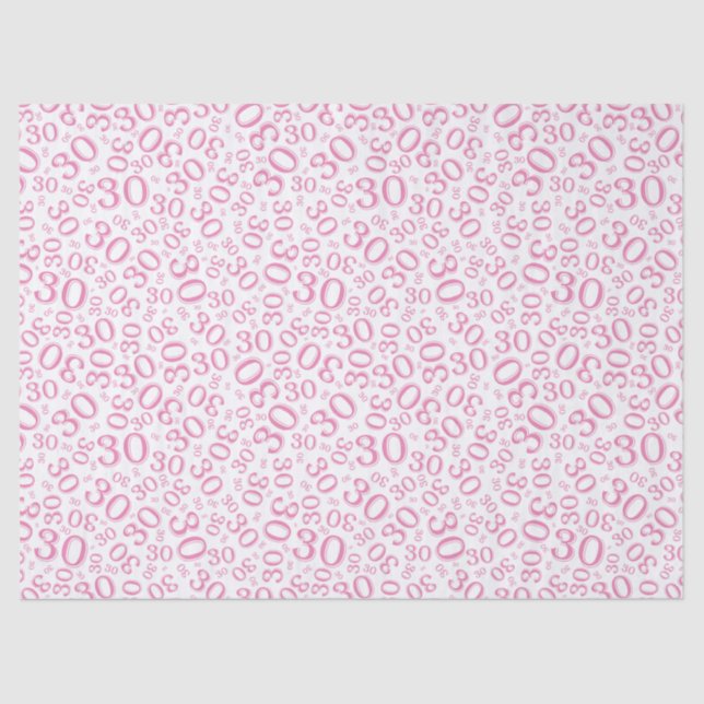 30th Birthday Pink Collage Number Pattern Tissue Paper (Front)