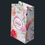 30th birthday pink flowers pastel bohemian small gift bag<br><div class="desc">Summer and garden themed design, bohemian, boho style for a 30th birthday. Soft, feminine watercolored flowers in pink and peach colours with green leaves on a white background. A white and pink frame with templates for name, age 30 and date. (date of birth or date of the anniversary) Purple and...</div>