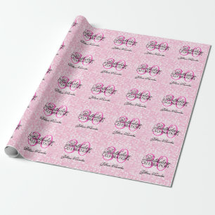 30th Birthday Pink Glitter Faux Confetti Wrapping Paper