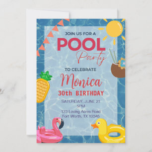 30th Birthday Pool Party Invitation