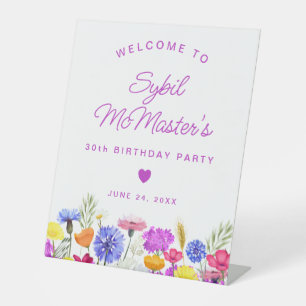 30th Birthday Purple Wildflowers Welcome Sign