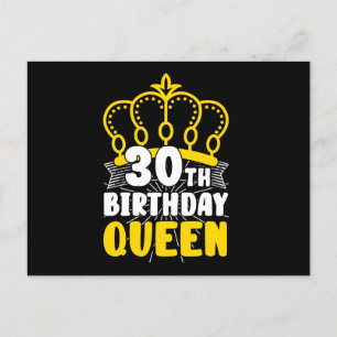 30th Birthday Queen Crown Round Birthday Postcard