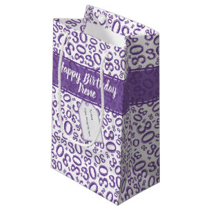 30th Birthday Random Number Pattern Purple/White Small Gift Bag