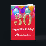 30th Birthday Red and Gold Colourful Balloons Card<br><div class="desc">30th Birthday Red and Gold Colourful Balloons Birthday Card. For further customisation,  please click the "Customise it" button and use our design tool to modify this template.</div>