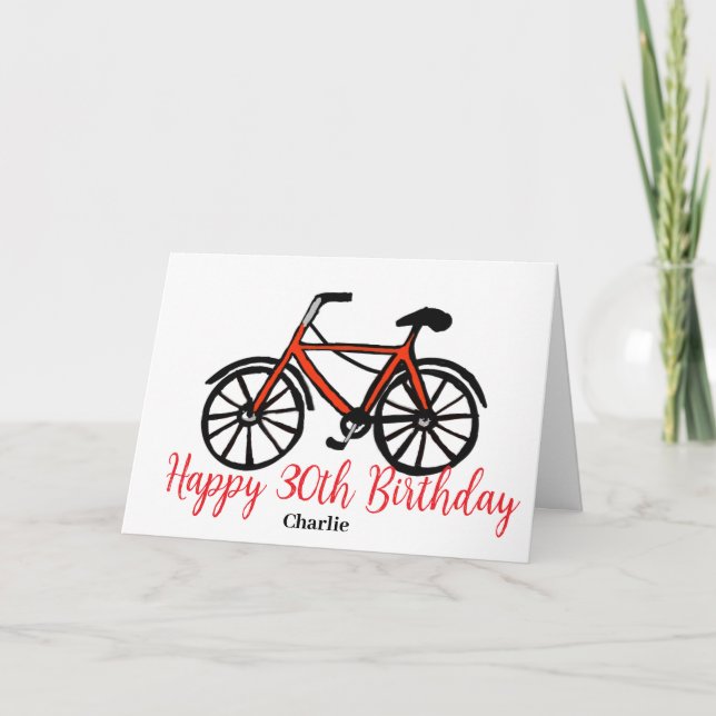 30th birthday red bike card (Front)