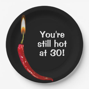 30th Birthday Red Hot Pepper Paper Plate