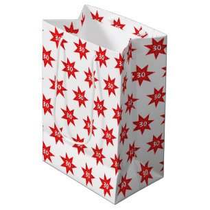 30th Birthday Red Star   Medium Gift Bag