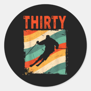 30th birthday retro ski skiing 30 year old men classic round sticker