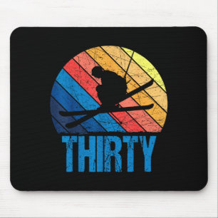 30th birthday retro ski skiing 30 year old men mouse pad