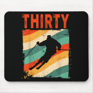30th birthday retro ski skiing 30 year old men mouse pad