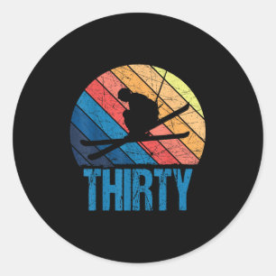 30th Birthday Retro Ski Skiing 30 Year Old Men Wom Classic Round Sticker