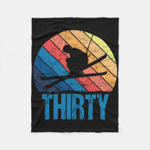 30th Birthday Retro Ski Skiing 30 Year Old Men Wom Fleece Blanket