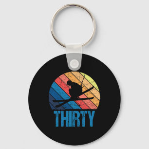 30th Birthday Retro Ski Skiing 30 Year Old Men Wom Key Ring