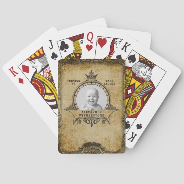 30th Birthday Retro Vintage Add Your Photo Adult P Playing Cards (Back)
