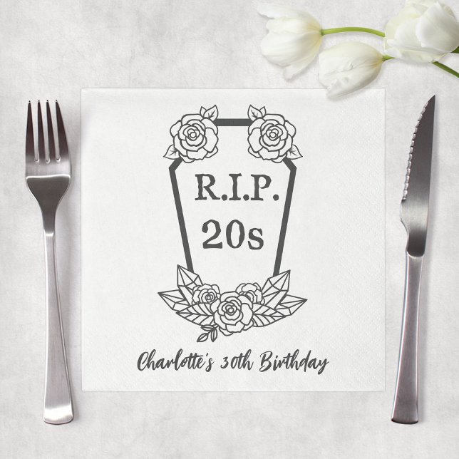 30th Birthday Rip 20s Coffin Roses Party Napkin (30th Birthday Rip 20s Coffin Roses Party Napkins
)