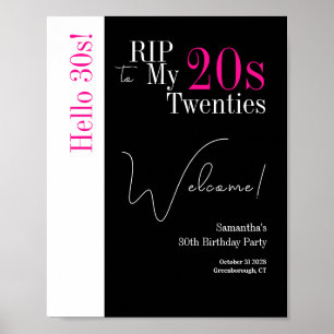 30th Birthday RIP 20s Hello 30s Party Welcome Poster