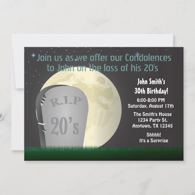 30th Birthday RIP 20s Invitation (Front)