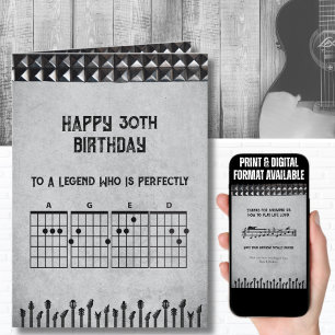 30th Birthday Rockstar Studded Guitar Theme Card