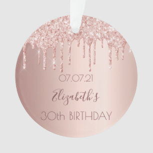 30th birthday rose gold blush glitter drips ornament