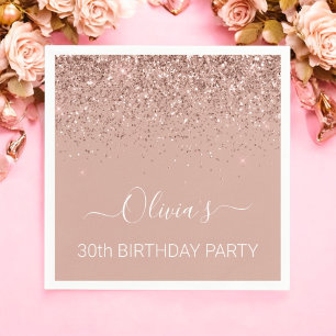 30th Birthday Rose Gold Blush Pink Glitter Any Age Napkin