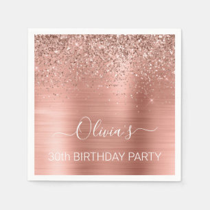 30th Birthday Rose Gold - Blush Pink Glitter Napki Napkin