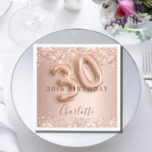 30th birthday rose gold blush pink name napkin