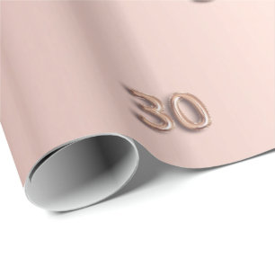 30th Birthday rose gold glitter drips pink Wrapping Paper