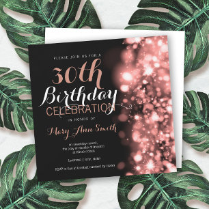 30th Birthday Rose Gold Sparkling Lights Invitation