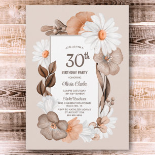 30th Birthday Rustic Boho Floral Party Invitation